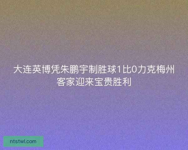 大连英博凭朱鹏宇制胜球1比0力克梅州客家迎来宝贵胜利