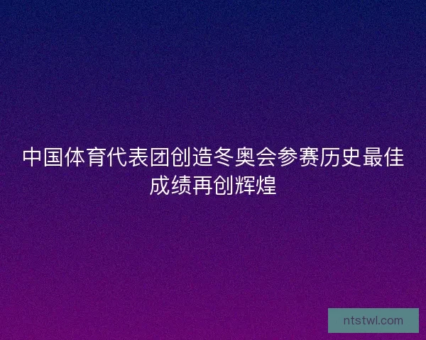 中国体育代表团创造冬奥会参赛历史最佳成绩再创辉煌