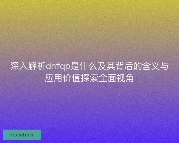 深入解析dnfqp是什么及其背后的含义与应用价值探索全面视角 深入解析dnfqp是什么及其背后的含义与应用价值探索全面视角